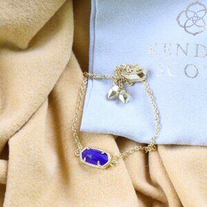 Kendra Scott Cobalt Cat's Eye Elaina Adjustable Chain Bracelet Gold